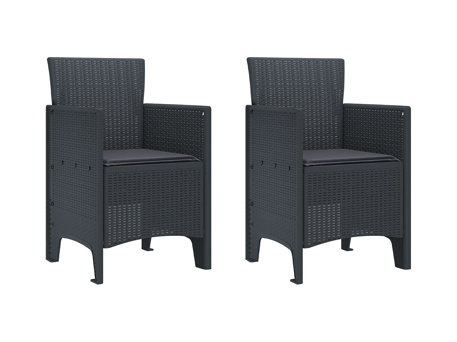 Sedie da giardino con cuscini 2 pezzi antracite in polyrattan
