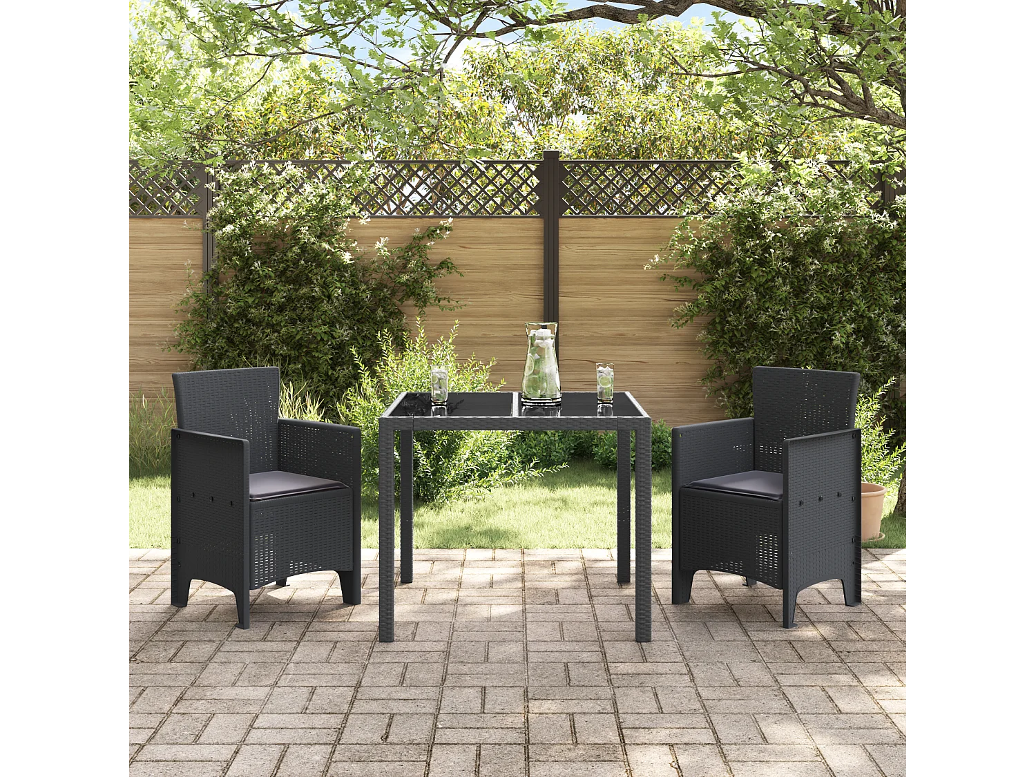 Chaises de jardin avec coussins 2 pcs Anthracite Poly Rattan