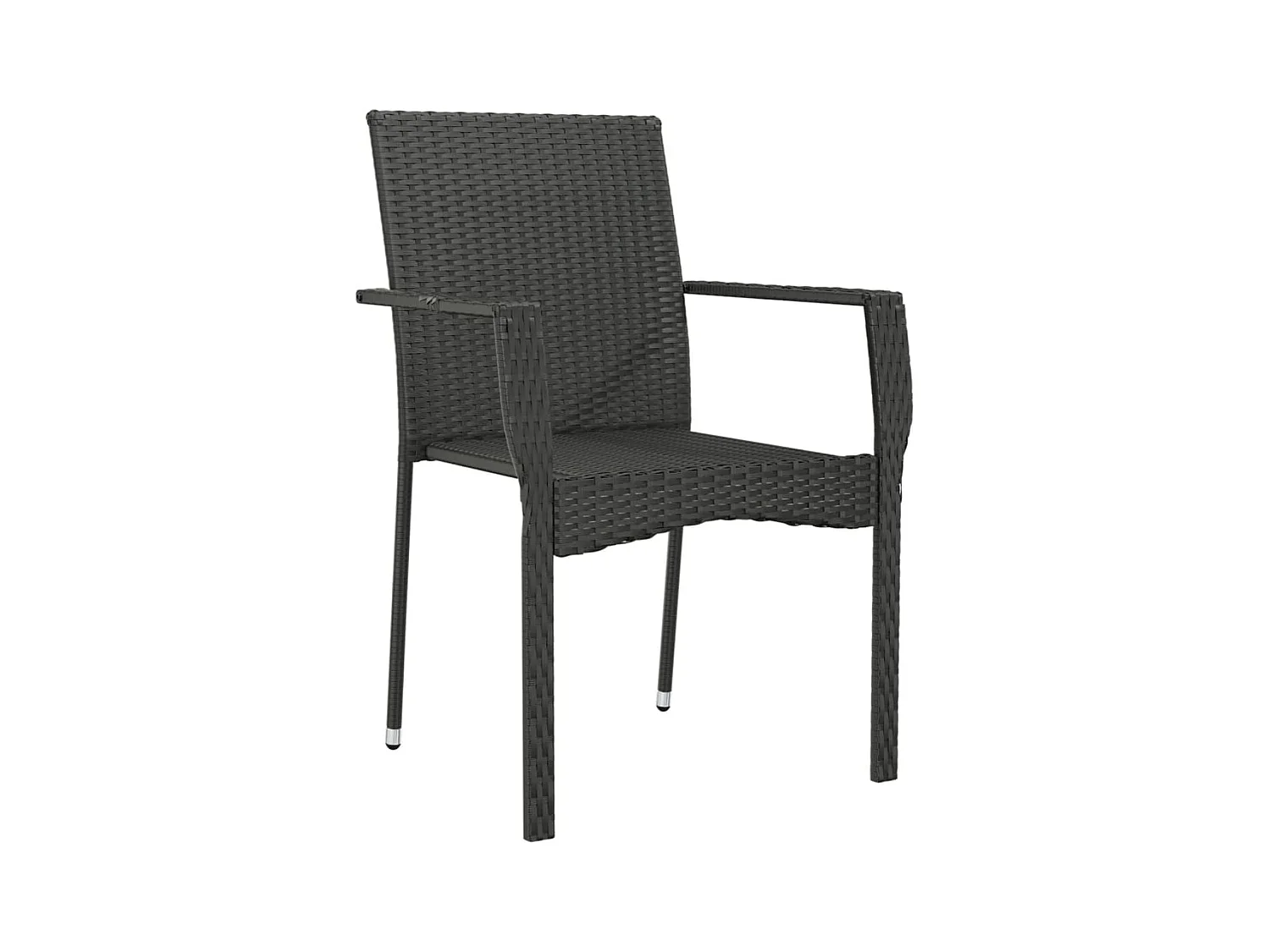 Chaises de jardin lot de 4 avec coussins Résine tressée Noir