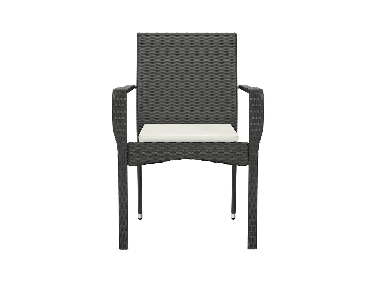 Chaises de jardin lot de 4 avec coussins Résine tressée Noir