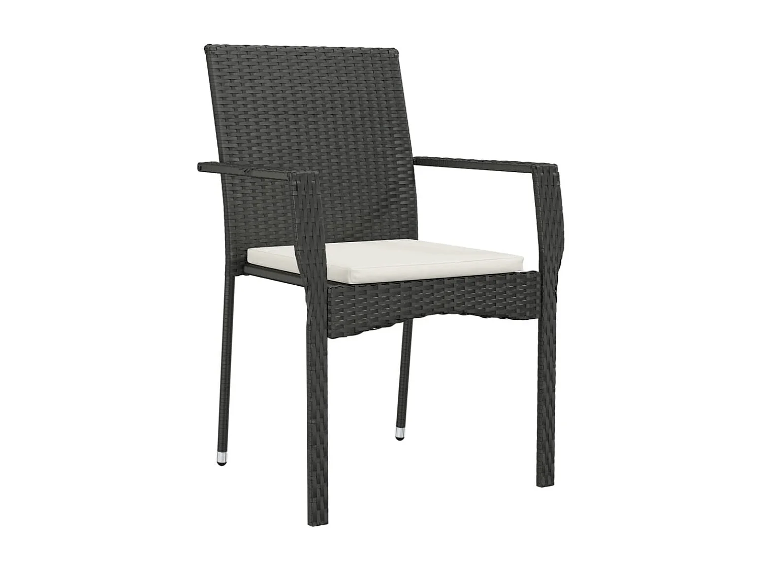 Chaises de jardin lot de 4 avec coussins Résine tressée Noir