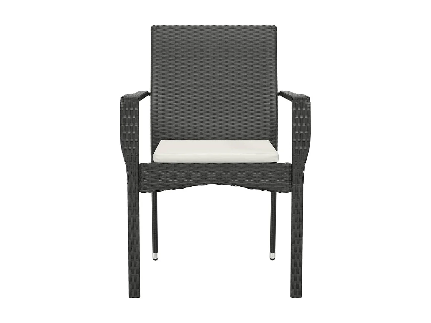 Chaises de jardin lot de 4 avec coussins Résine tressée Noir