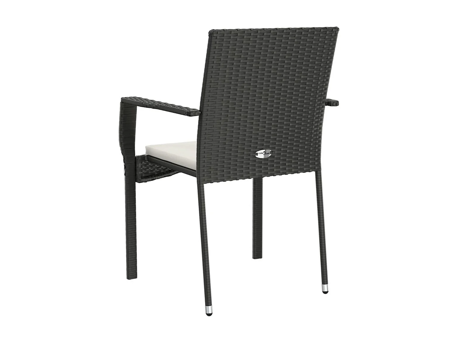 Chaises de jardin lot de 4 avec coussins Résine tressée Noir