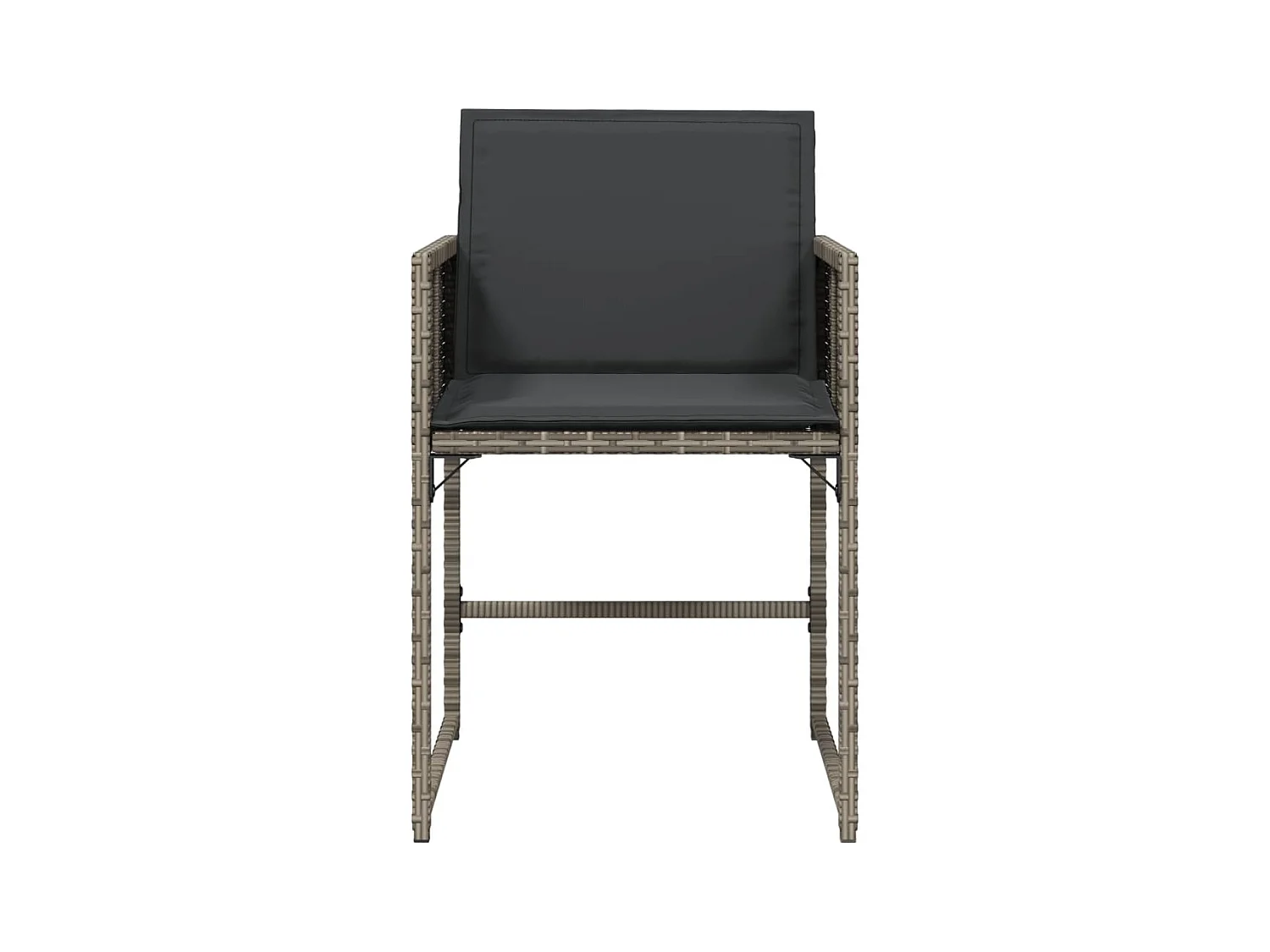 Sillas de jardín con cojines, juego de 4, gris, resina tejida