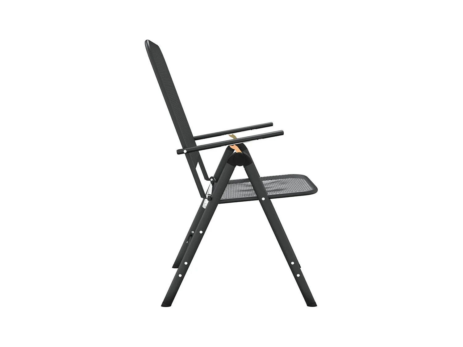 Set di 4 sedie pieghevoli da giardino in rete metallica antracite