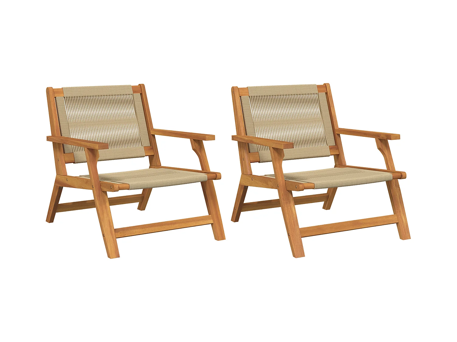 Sedie da giardino 2 pz Beige 67x77x73 cm Legno massello di acacia