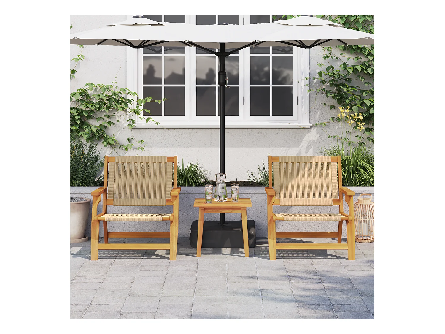 Sedie da giardino 2 pz Beige 67x77x73 cm Legno massello di acacia