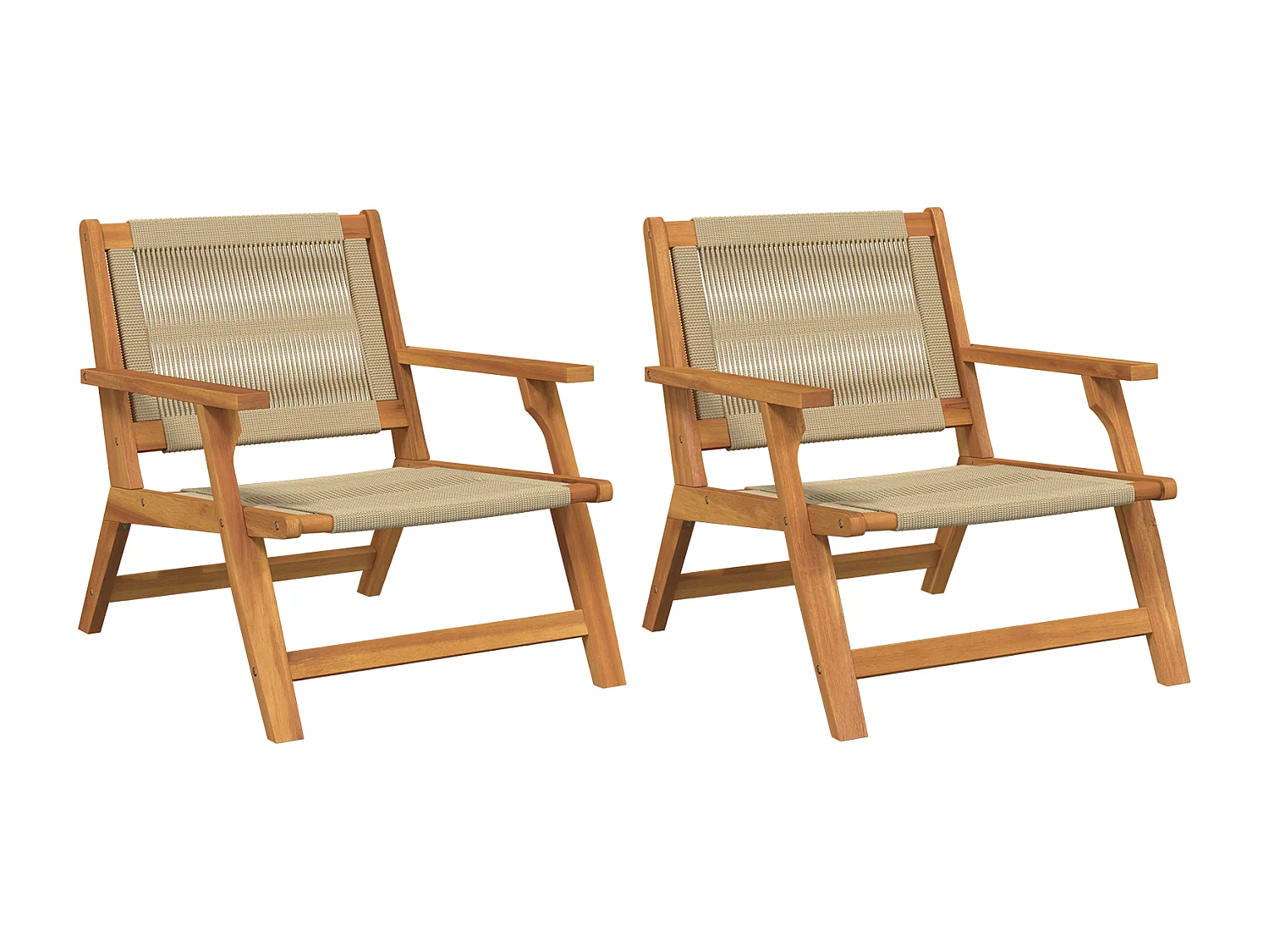 Chaises de Jardin 2 pcs Beige 67x77x73 cm Bois Massif d'Acacia
