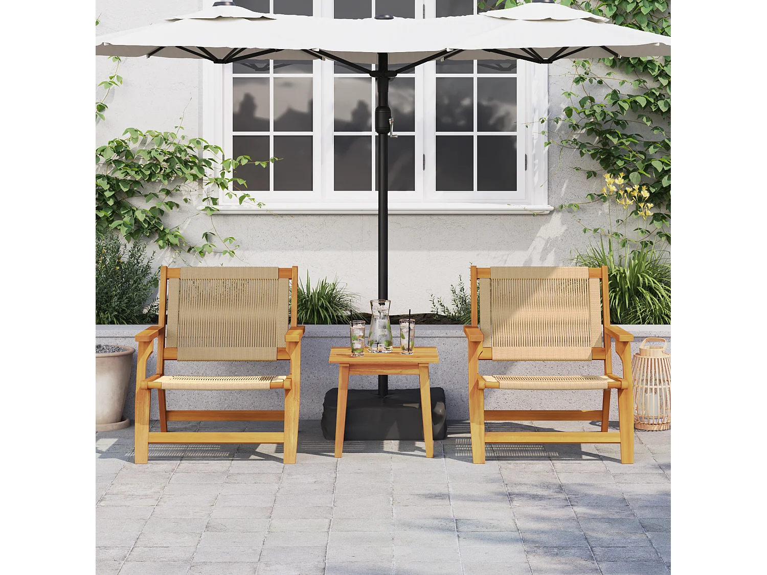 Chaises de Jardin 2 pcs Beige 67x77x73 cm Bois Massif d'Acacia