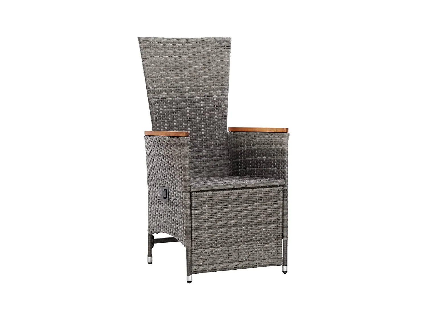 Set 2 sedie reclinabili da giardino e cuscini in resina grigia in vimini