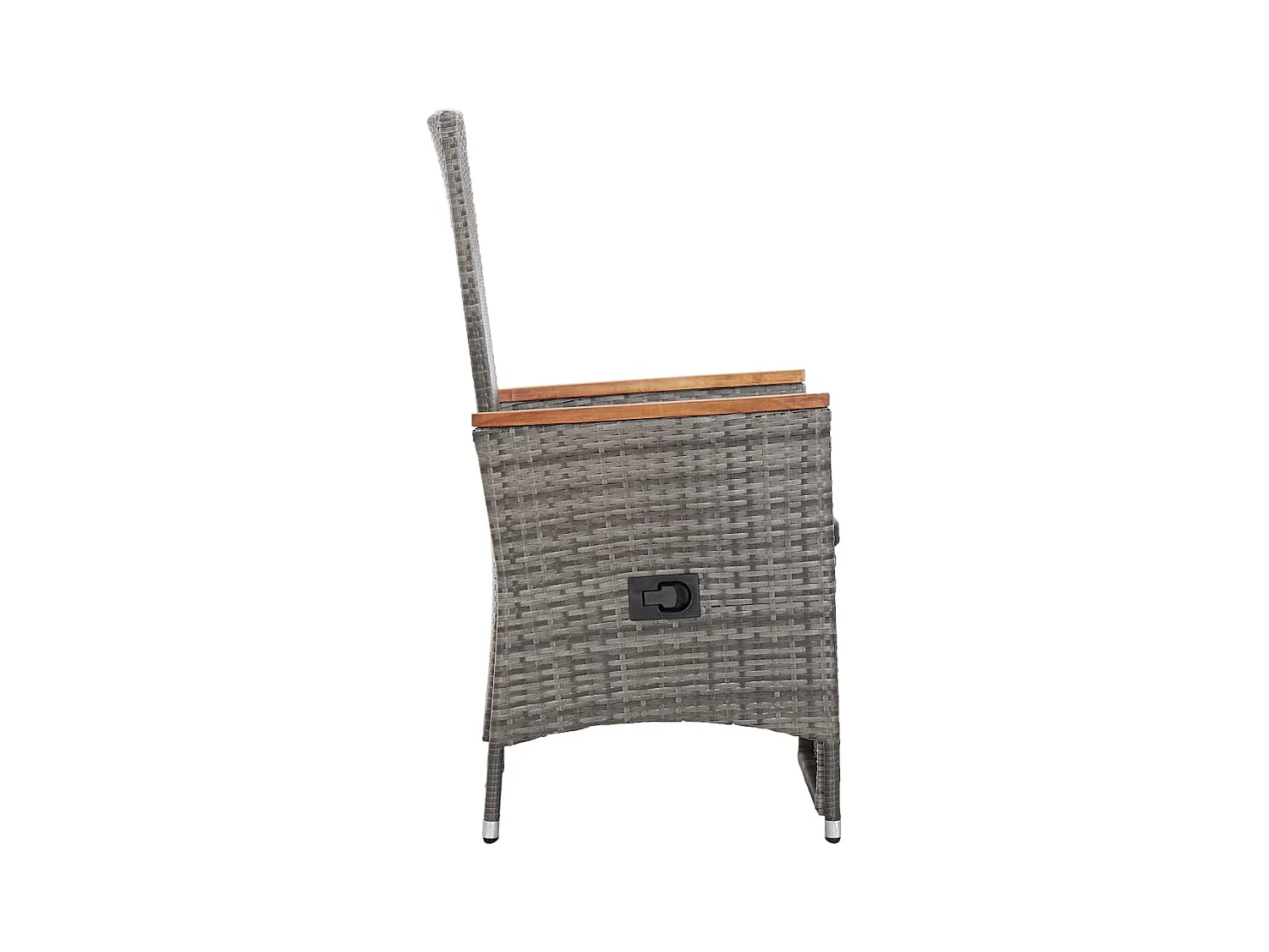 Set 2 sedie reclinabili da giardino e cuscini in resina grigia in vimini