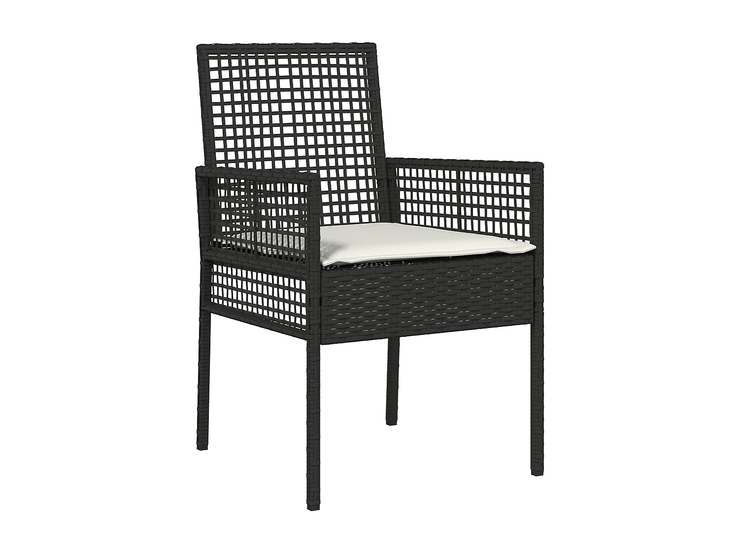 Chaises de jardin 2 pcs avec coussins Noir Poly Rattan