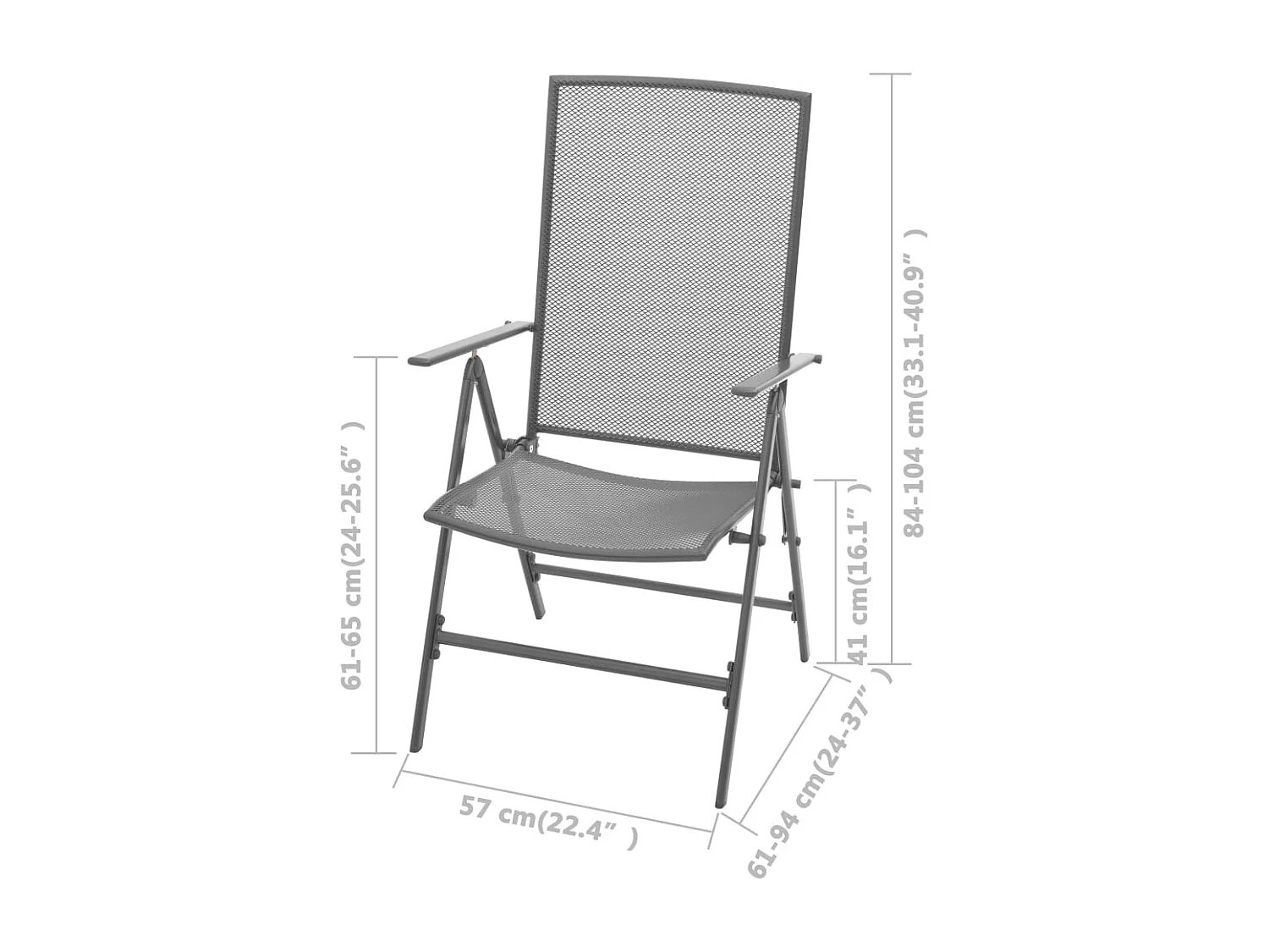 Set di 2 sedie da giardino impilabili in acciaio grigio