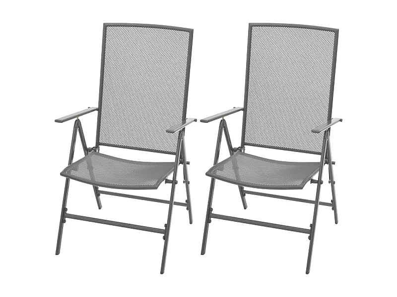 Chaises empilables de jardin lot de 2 Acier Gris