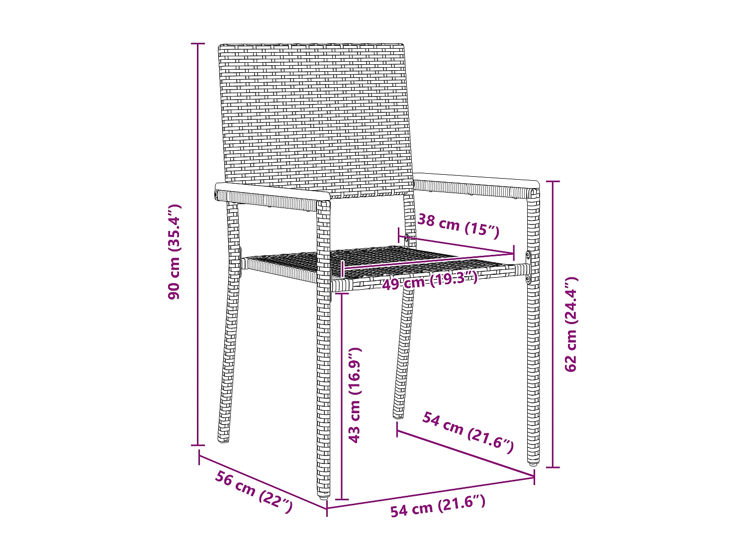 Stapelbare tuinstoelen - Verpakking van 2 in beige polyrotan
