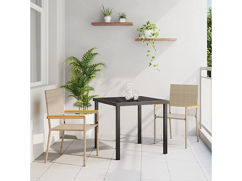 Chaises de jardin stackables - Pack de 2 en rotin poly beige