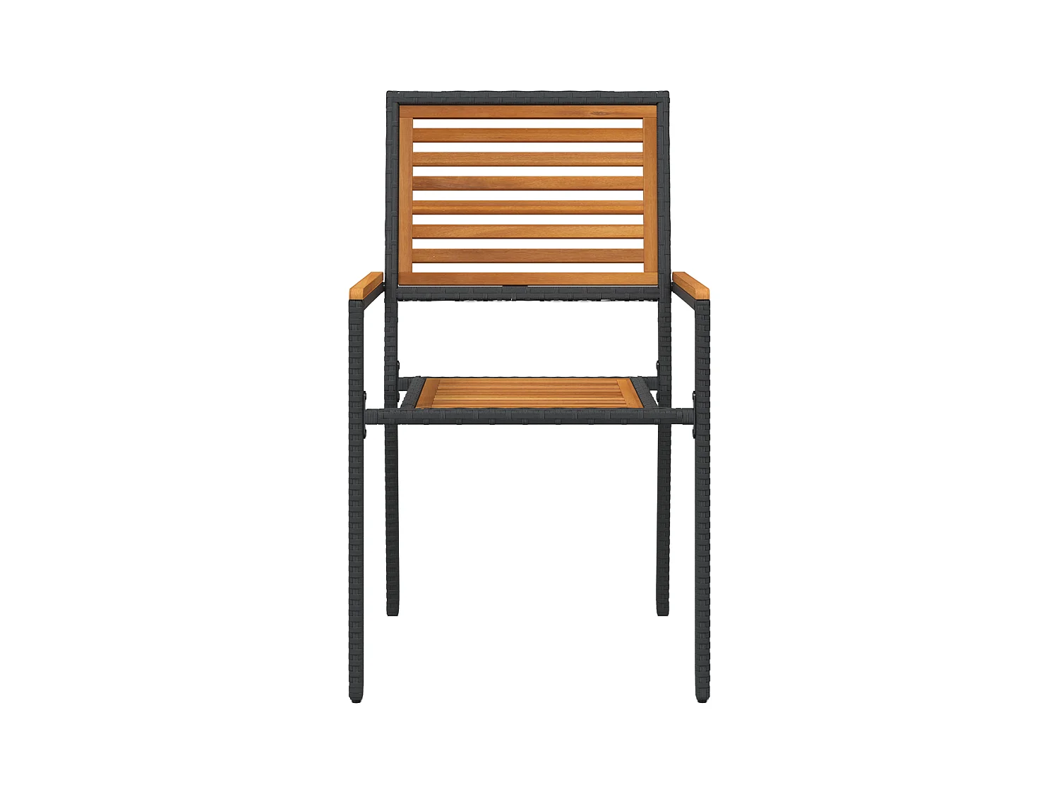 Chaises de jardin empilables - Lot de 2, poly rattan noir