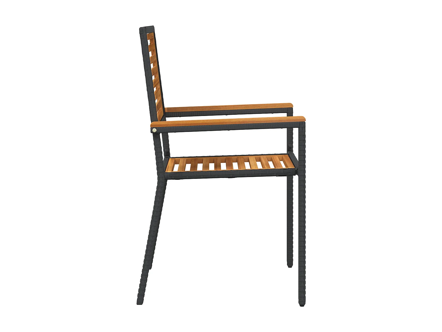 Chaises de jardin empilables - Lot de 2, poly rattan noir