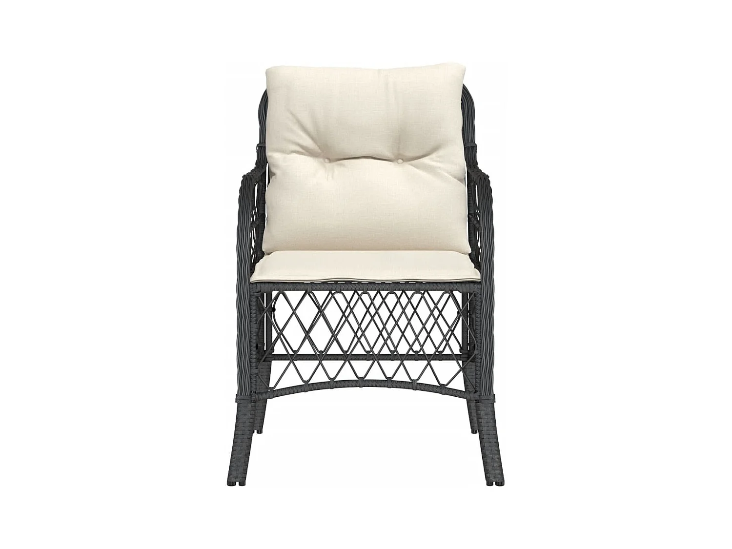 Chaises de jardin avec coussins lot de 2 noir résine tressée