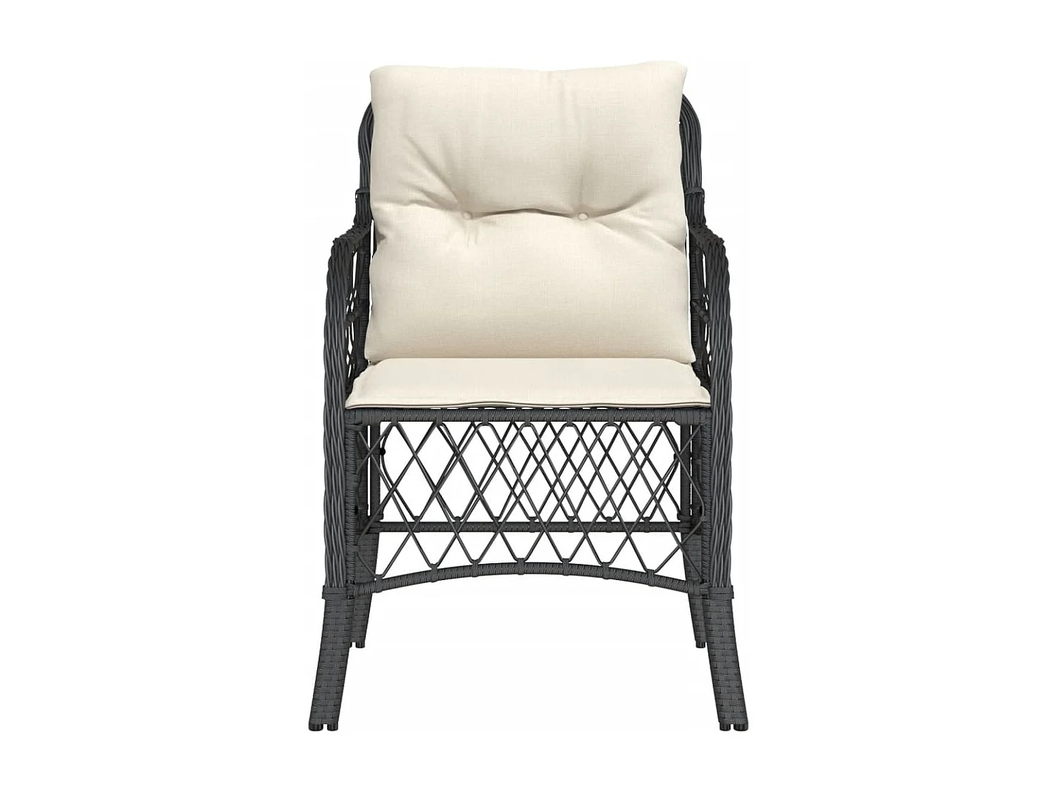 Chaises de jardin avec coussins lot de 2 noir résine tressée