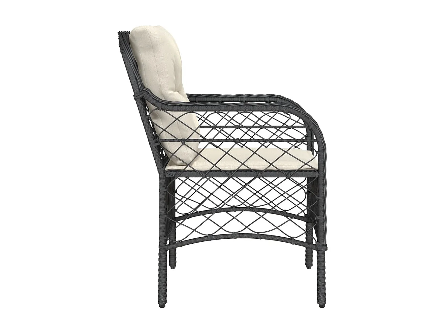 Chaises de jardin avec coussins lot de 2 noir résine tressée