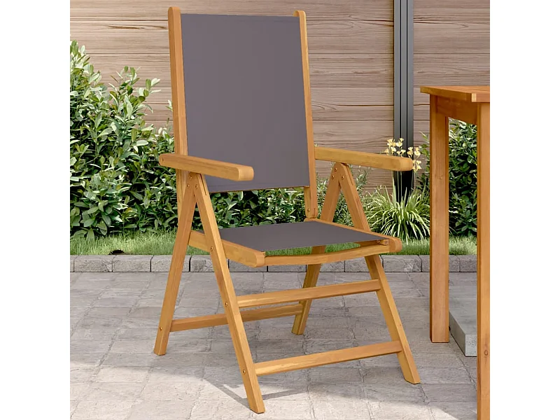 Tuinstoelen set van 2 antraciet massief acaciahout stof