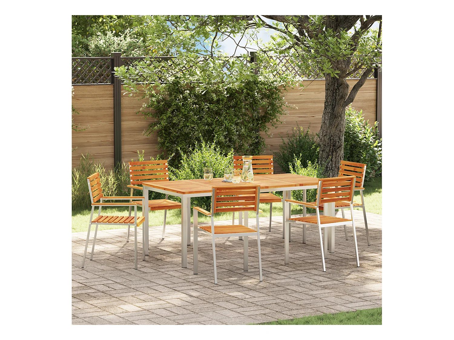 Chaises de jardin empilables 6 pcs 54.5x56x89 cm en acacia massif