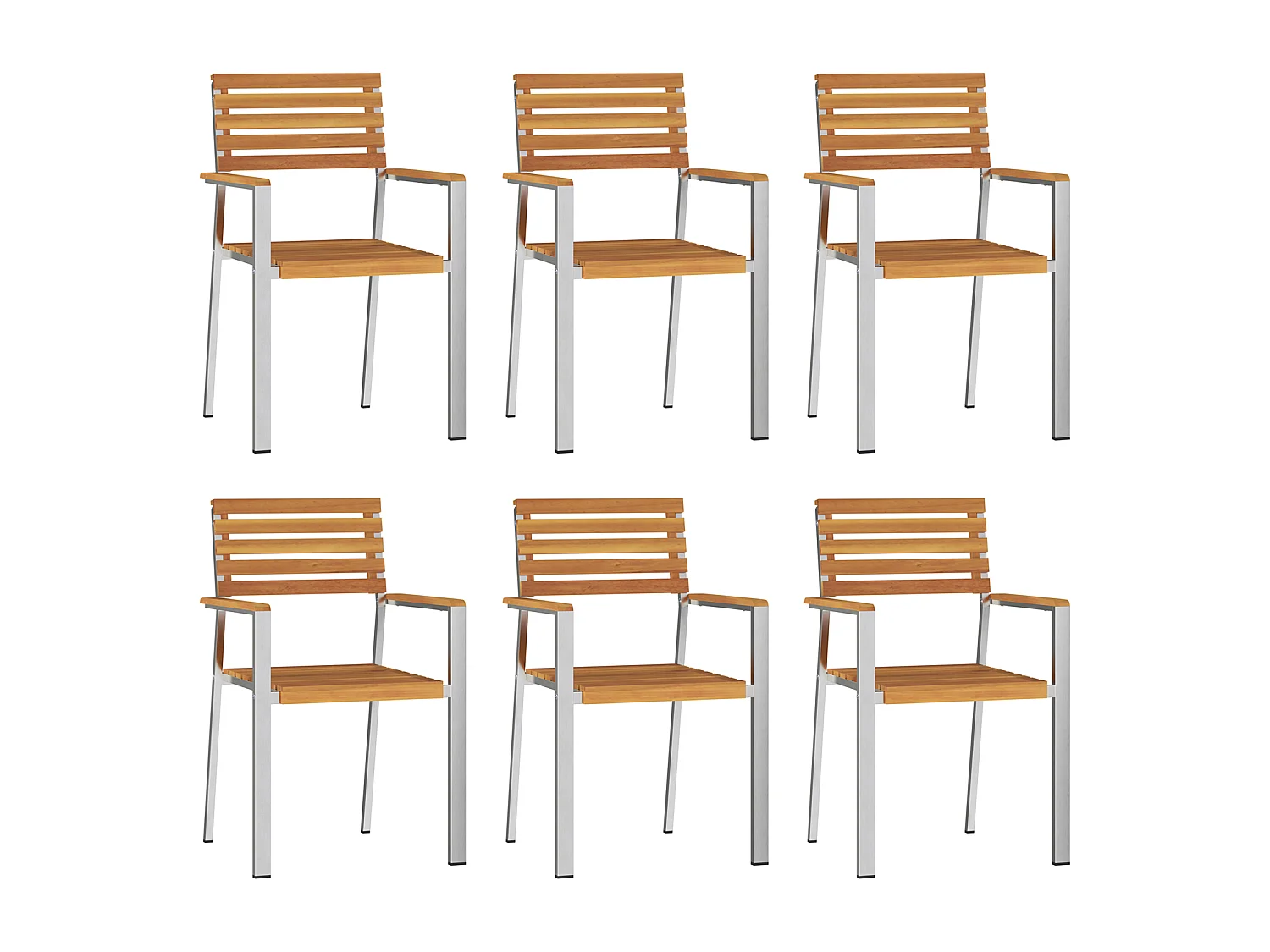 Chaises de jardin empilables 6 pcs 54.5x56x89 cm en acacia massif
