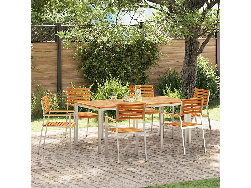 Chaises de jardin empilables 6 pcs 54.5x56x89 cm en acacia massif