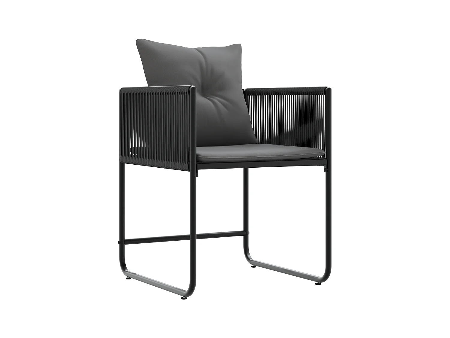 Tuinstoelen met kussens 4 stuks zwart rotan poly