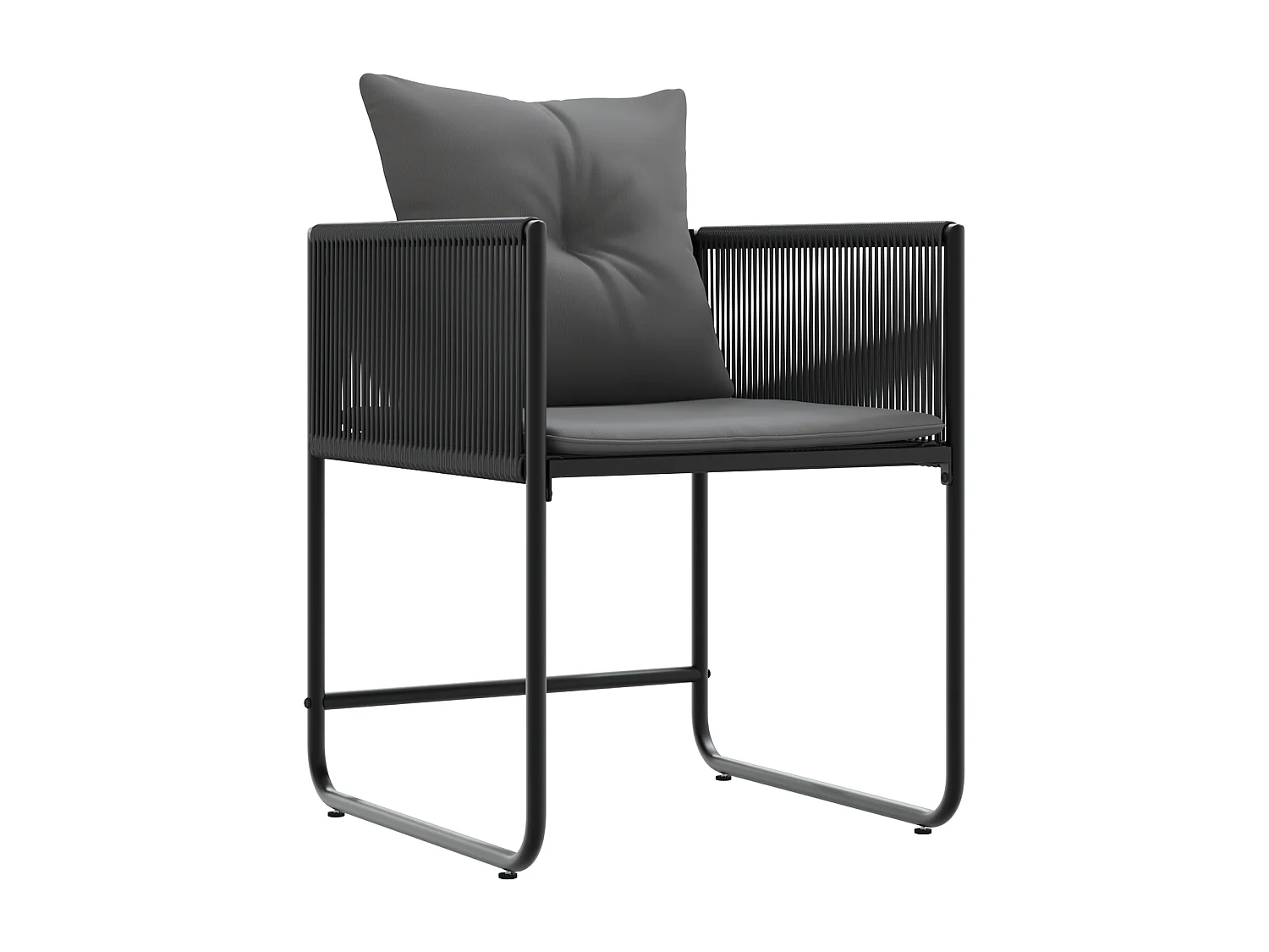 Chaises de Jardin avec Coussins 4 pcs Noir Rattan Poly