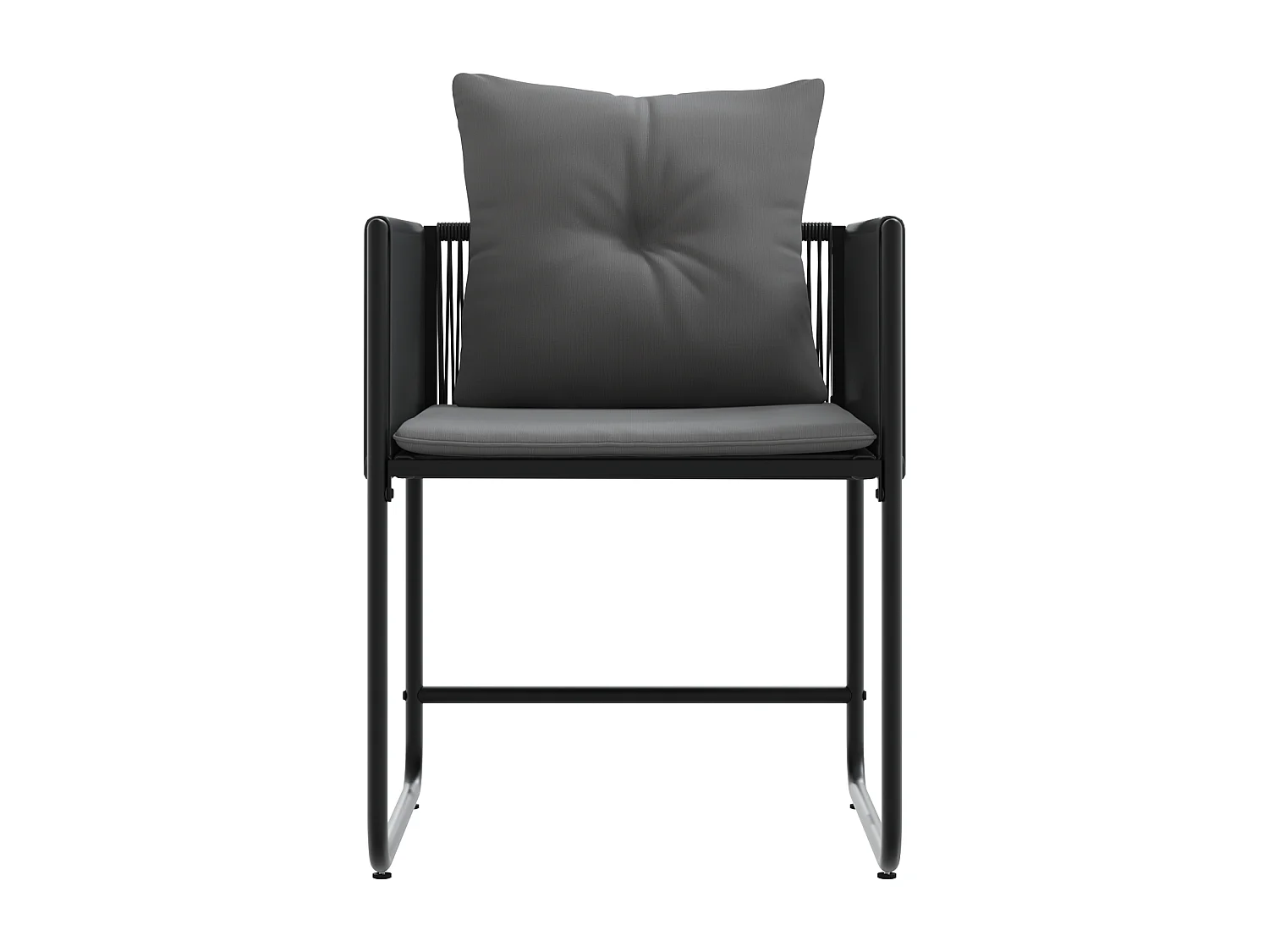 Chaises de Jardin avec Coussins 4 pcs Noir Rattan Poly