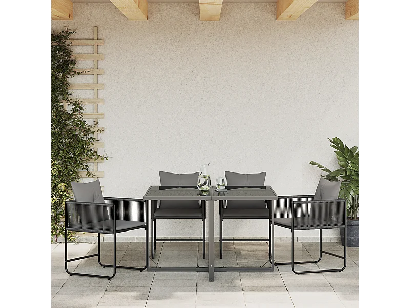 Sillas de jardín con cojines 4 piezas ratán negro poli