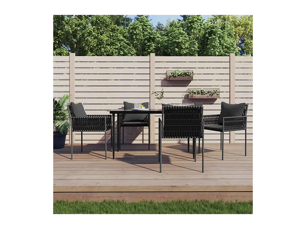 Chaises de jardin avec coussins lot de 4 noir 54x61x83 cm rotin