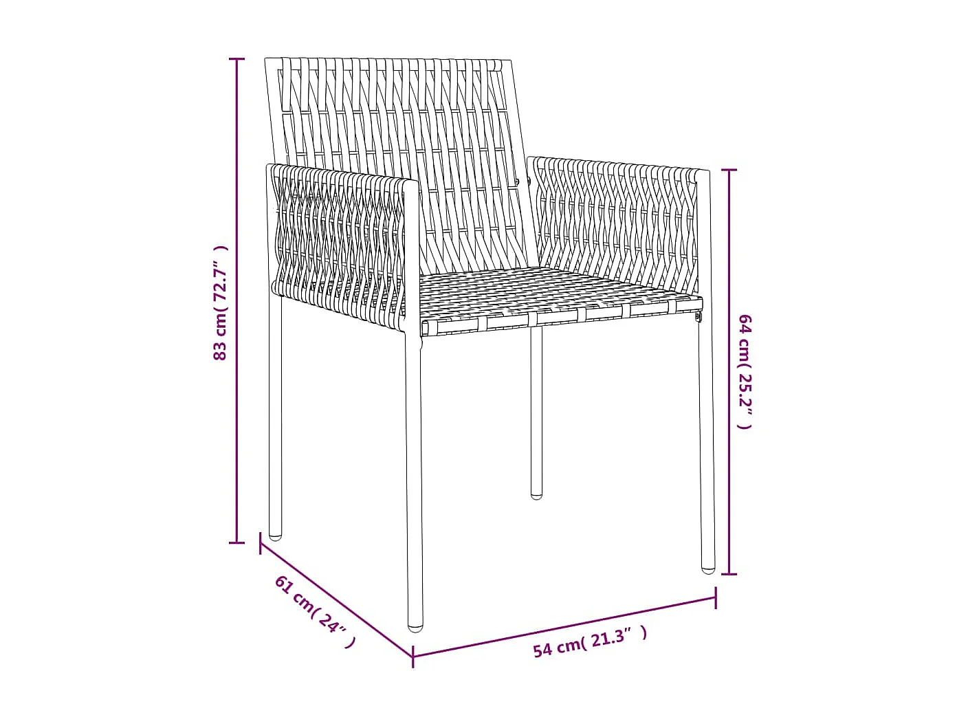 Chaises de jardin avec coussins lot de 4 noir 54x61x83 cm rotin