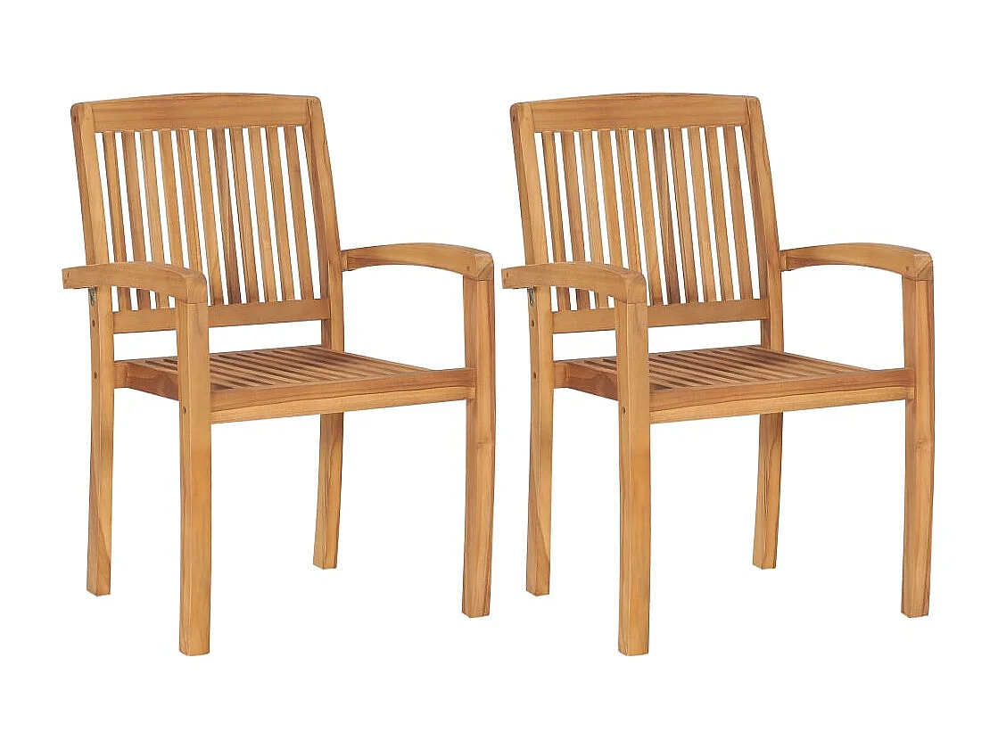 Chaises de jardin lot de 2 et coussins bleu Bois de teck massif