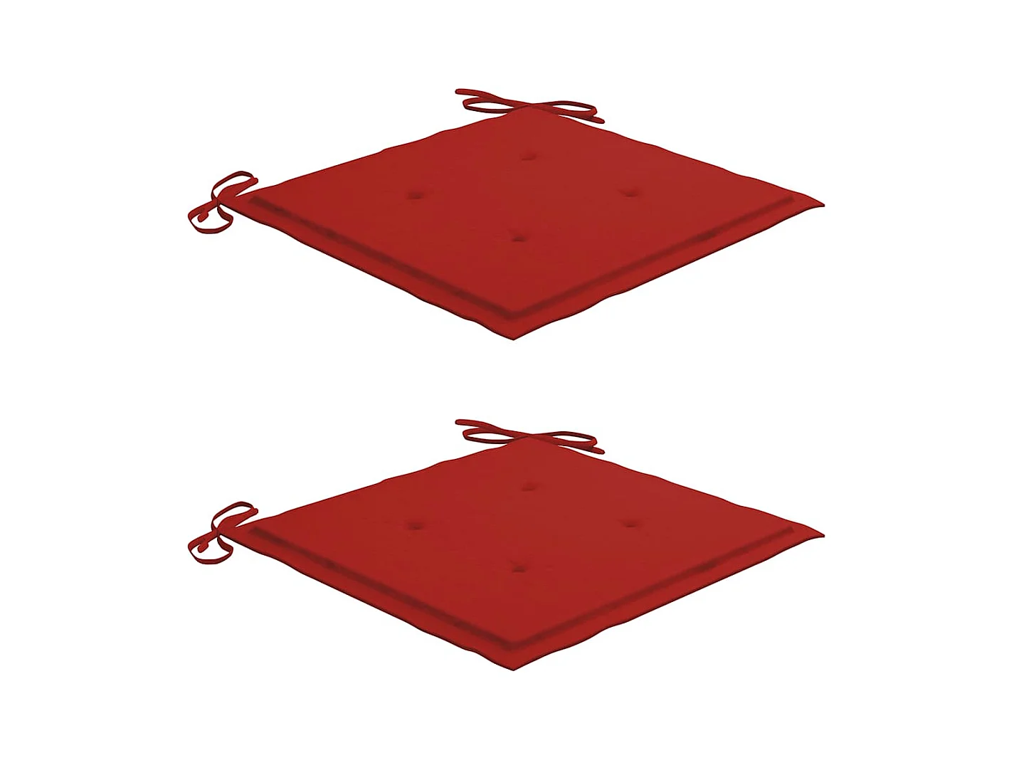 Chaises de jardin lot de 2 et coussins rouge Bois teck massif