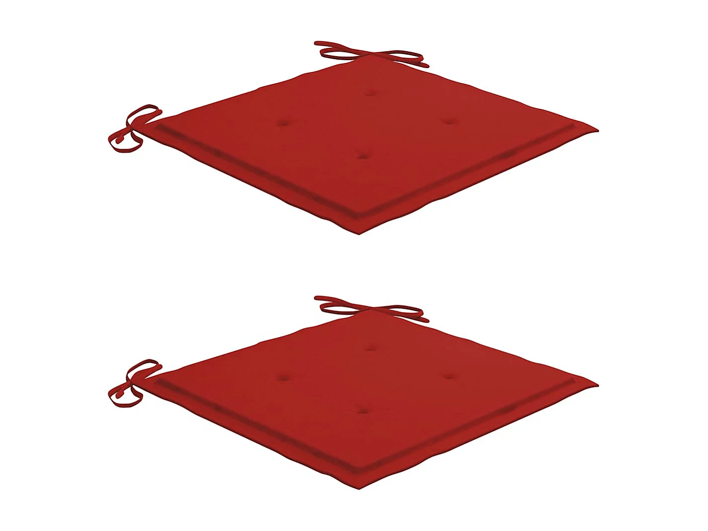 Juego de 2 sillas de jardín y cojines rojos Madera maciza de teca
