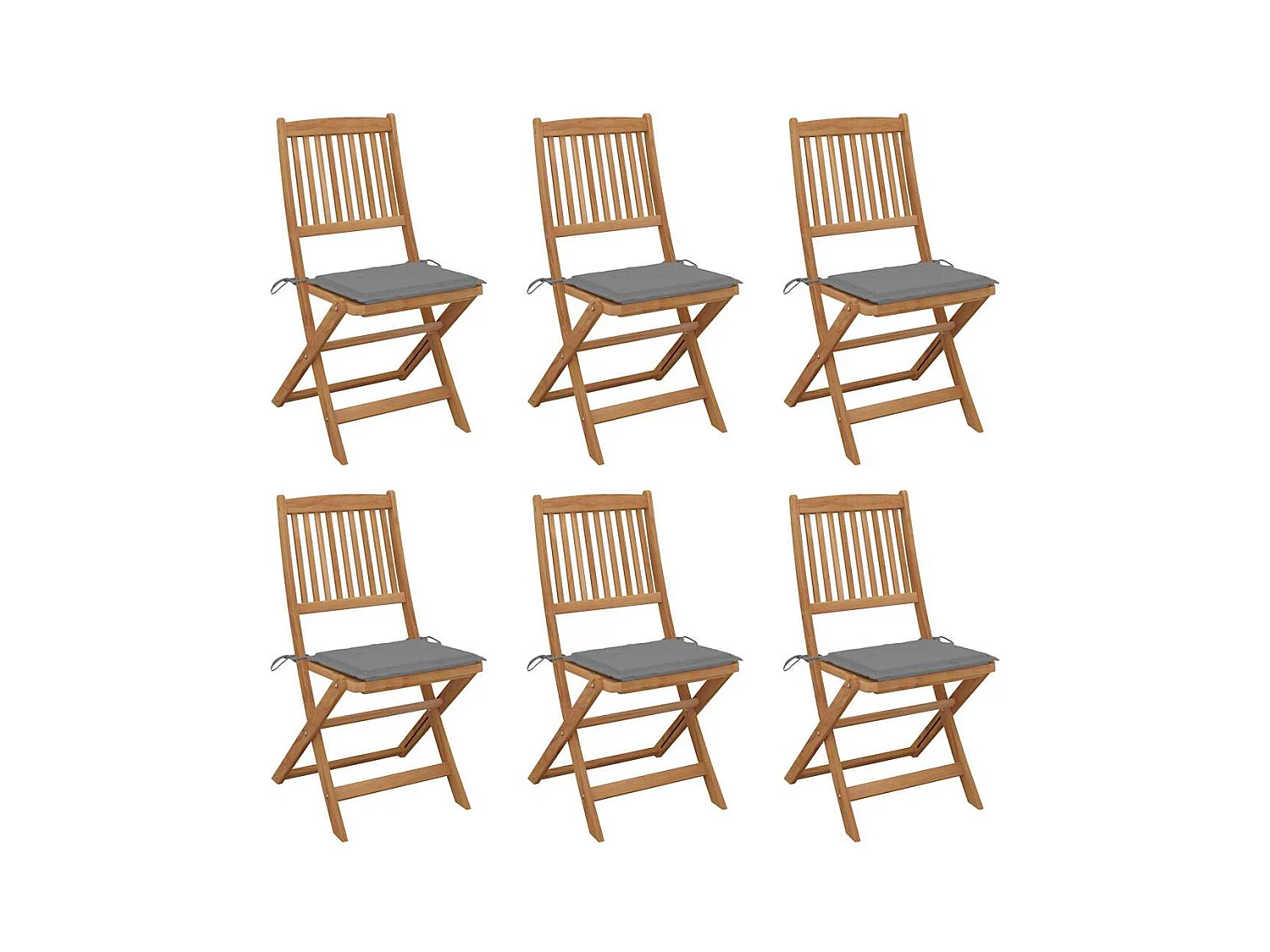 Chaises pliables de jardin lot de 6 avec coussins Bois d'acacia