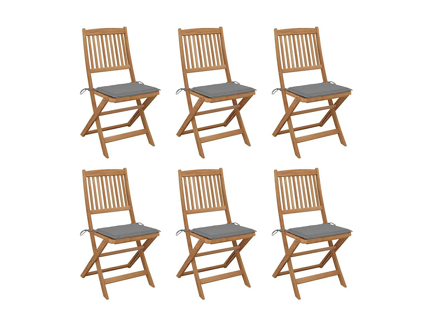 Chaises pliables de jardin lot de 6 avec coussins Bois d'acacia