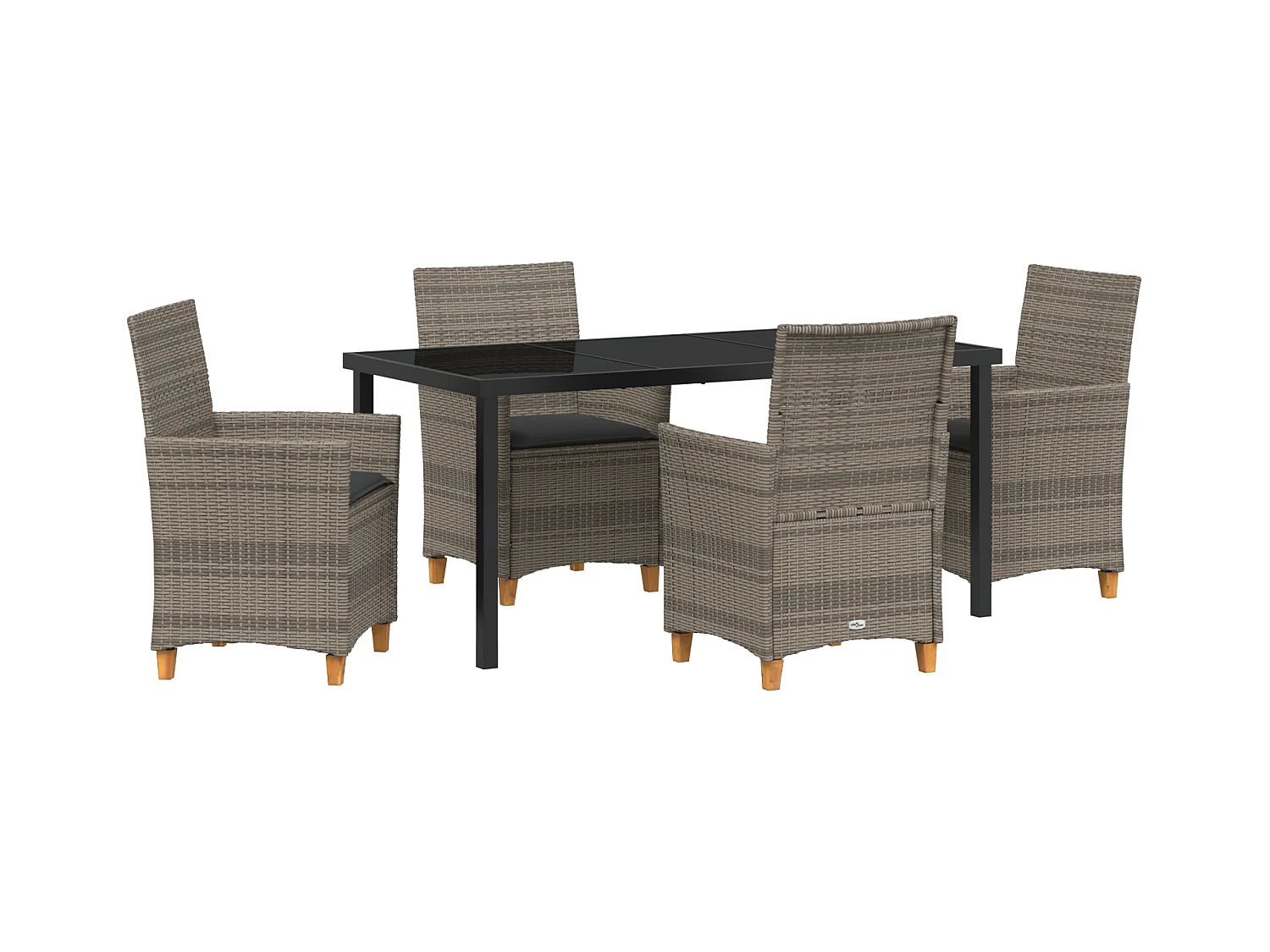 Set di 5 sedie da giardino con cuscini in rattan sintetico grigio