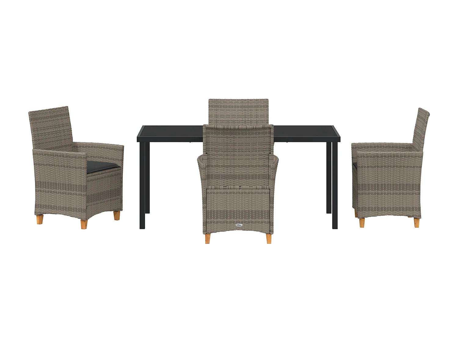 Set di 5 sedie da giardino con cuscini in rattan sintetico grigio