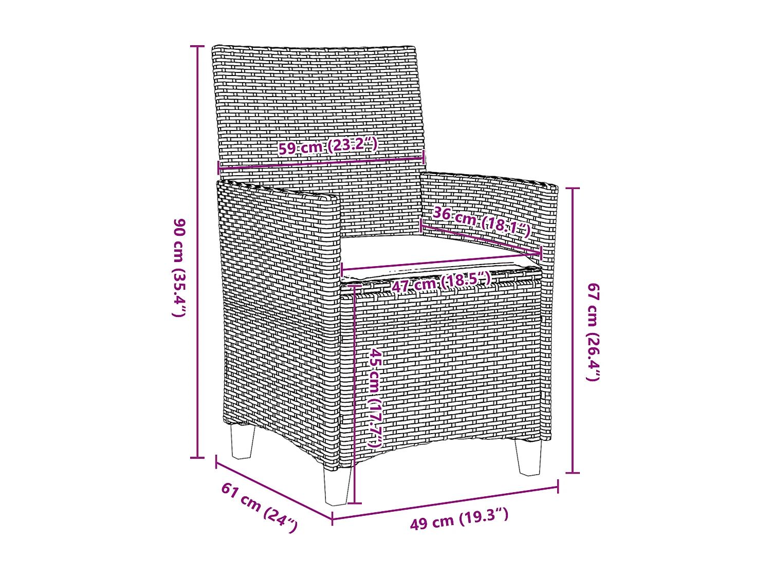Ensemble de 5 Chaises de Jardin avec Coussins Gris Rotin Synthétique