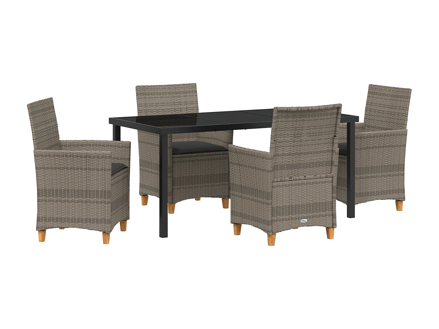 Ensemble de 5 Chaises de Jardin avec Coussins Gris Rotin Synthétique