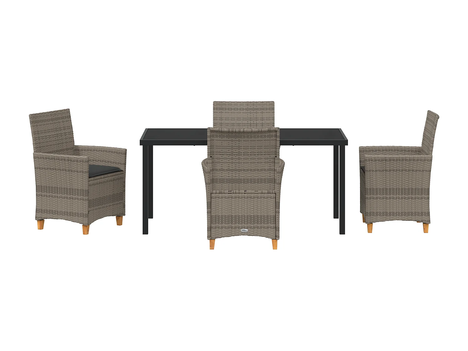 Ensemble de 5 Chaises de Jardin avec Coussins Gris Rotin Synthétique