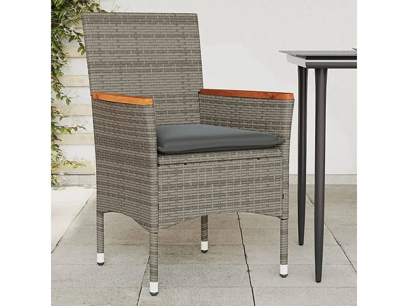 Chaises de jardin avec coussins lot de 2 gris résine tressée