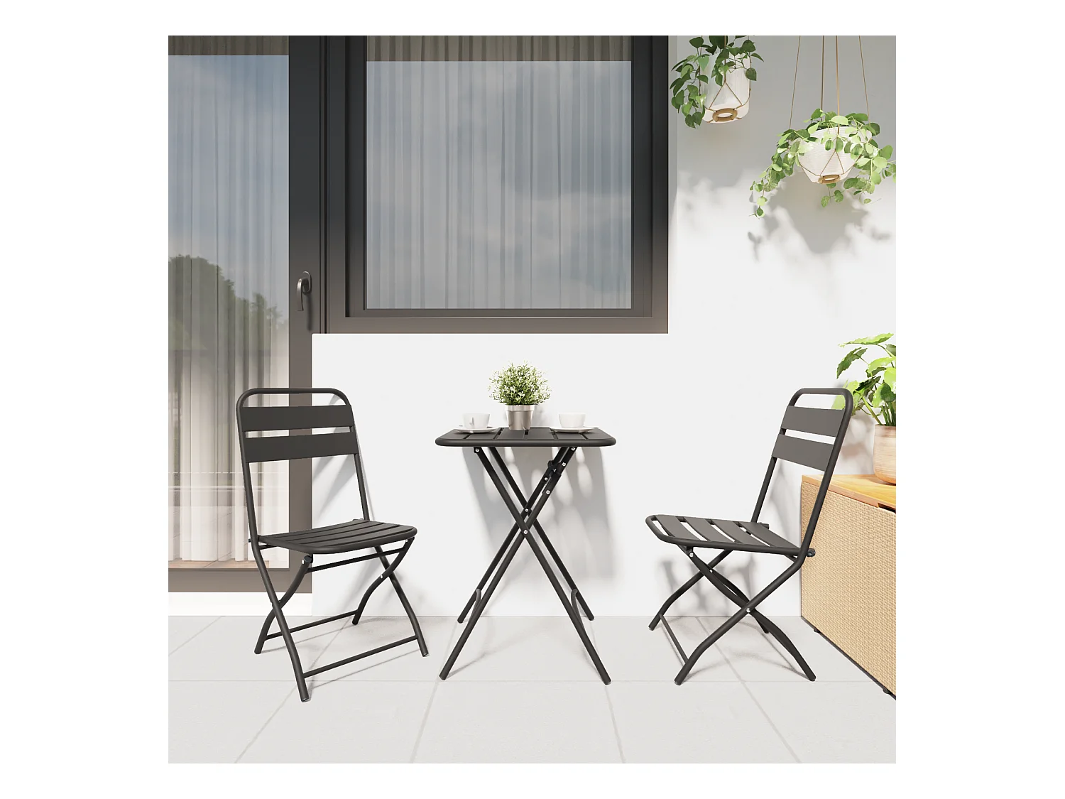 Opvouwbare tuinstoelen 2 stuks Antraciet 42x52x82 cm Poedergecoat staal