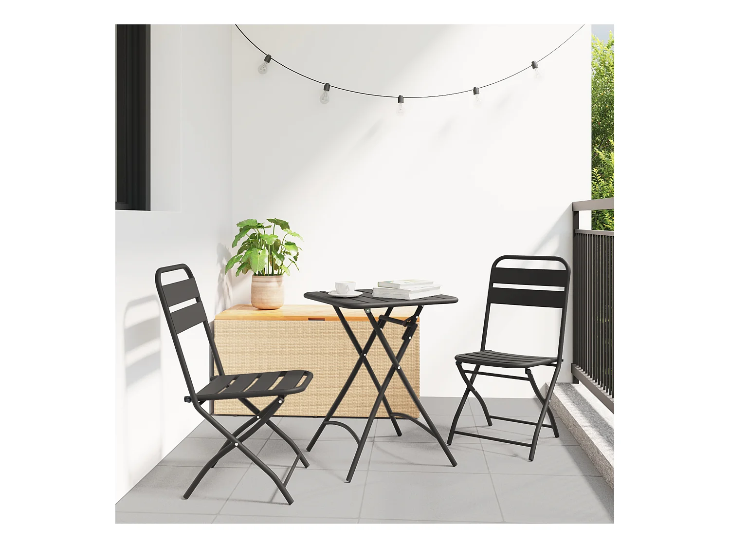 Chaises de jardin pliantes 2 pcs Anthracite 42x52x82 cm Acier enduit de poudre