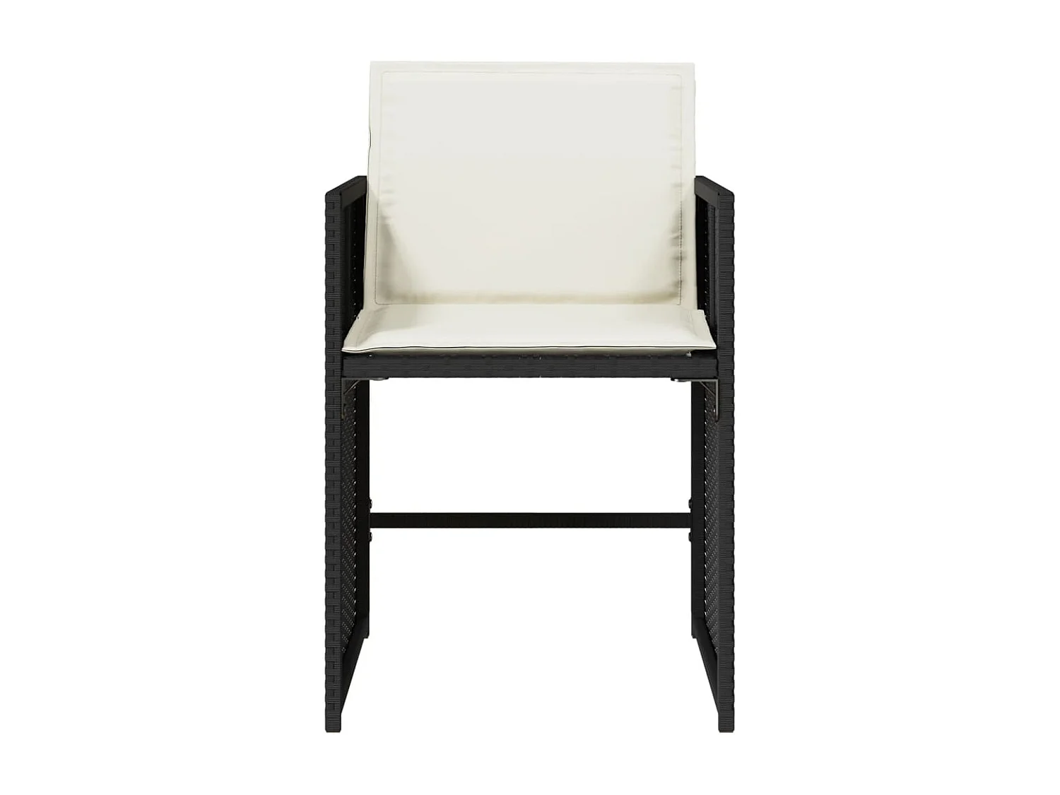 Set van 4 tuinstoelen met zwarte rieten kussens