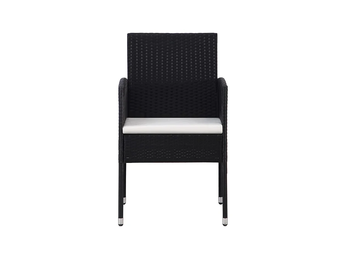 Chaises de jardin coussins blanc crème 2pcs noir résine tressée
